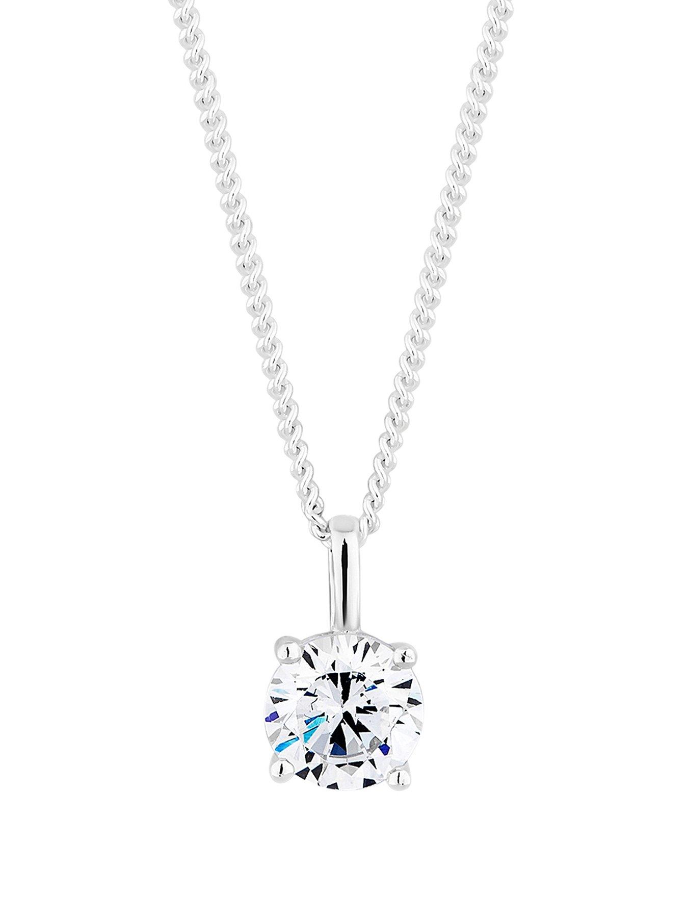 Image 1 of 1 of Simply Silver Sterling Silver 925 Round Brilliant Pendant Necklace