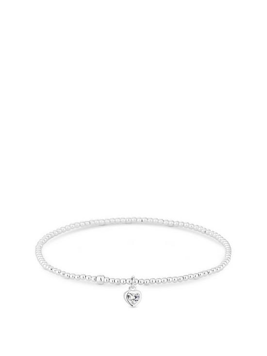 front image of simply-silver-heart-stretch-bracelet