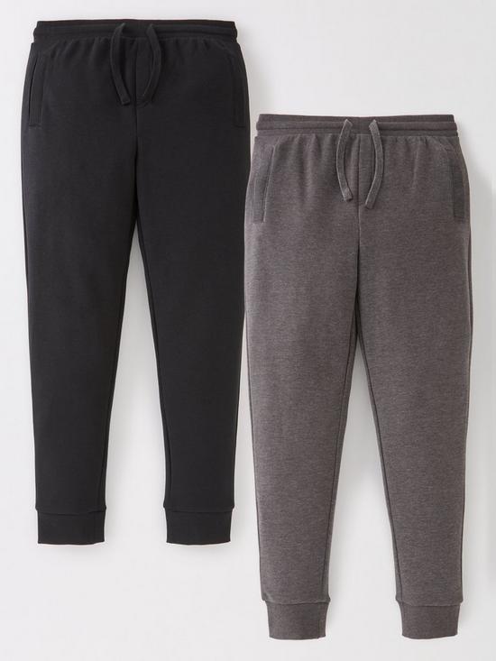 front image of everyday-boys-essential-2-pack-skinny-joggers-blackcharcoal