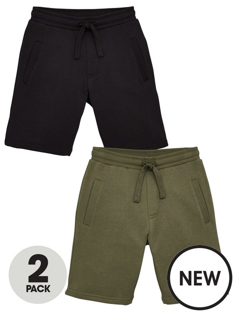 everyday-boys-cotton-rich-essential-jogger-shorts-2-pack-blackkhaki