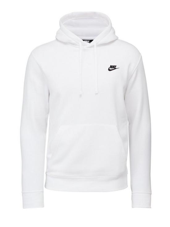 front image of nike-sportswear-club-fleece-overhead-hoodie-whiteblack