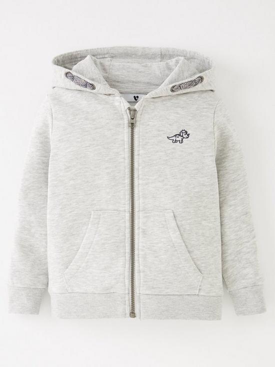 front image of everyday-boys-essentials-zip-through-hoodie-grey