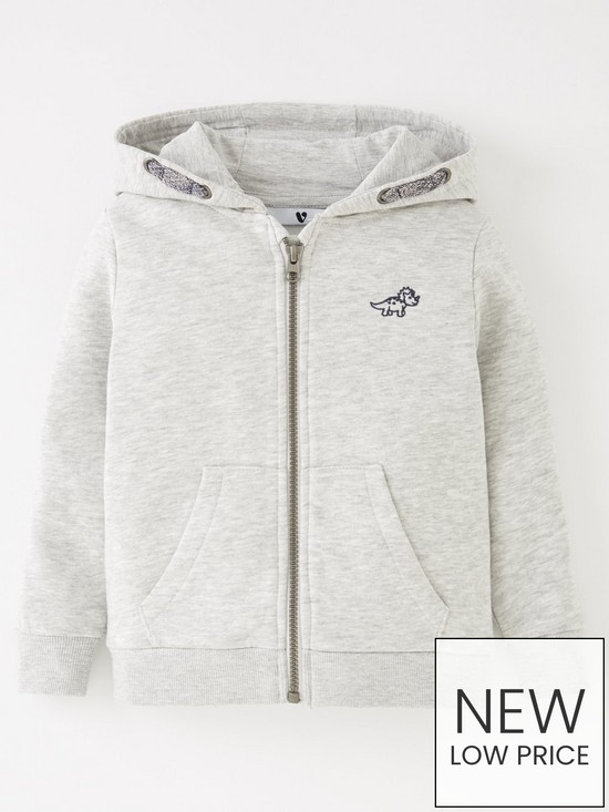 front image of v-by-very-boys-essentials-zip-through-hoodie-grey