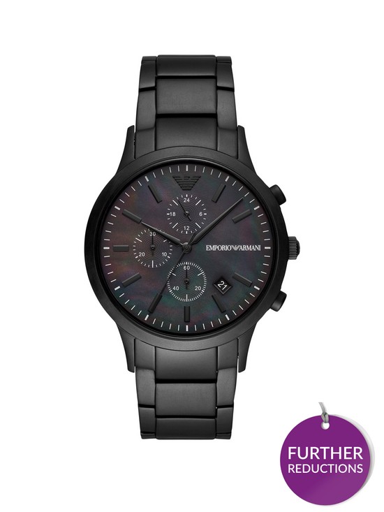 front image of emporio-armani-black-chronograph-dial-black-ip-stainless-steel-bracelet-mens-watch