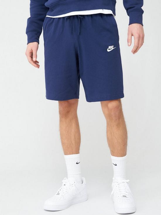 front image of nike-club-jersey-shorts-navywhite