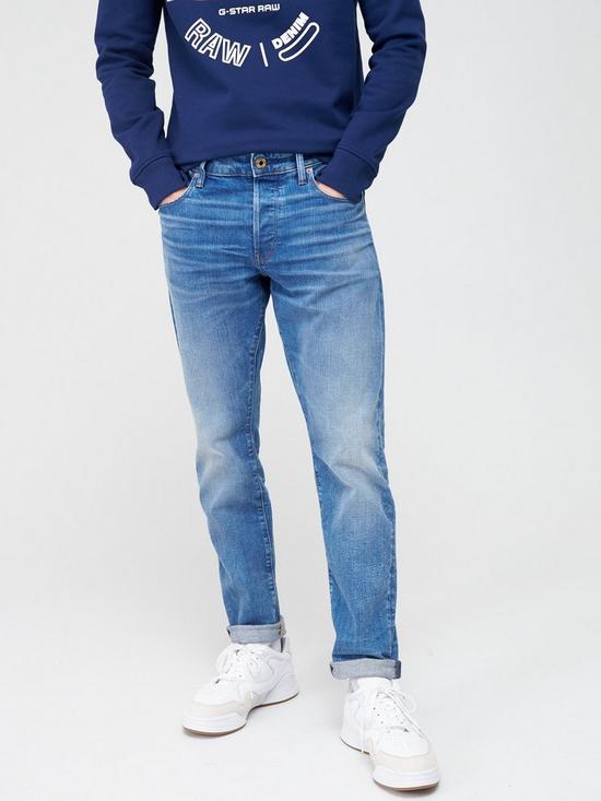 front image of g-star-raw-3301-azure-stretch-tapered-fit-jeans-azure-blue
