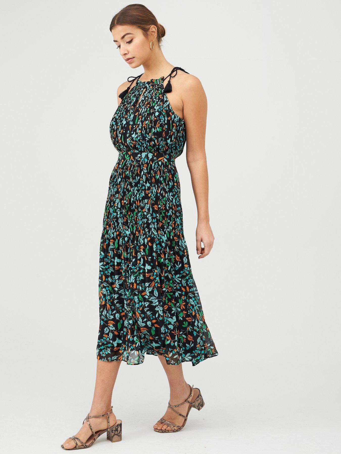 floral halter midi dress