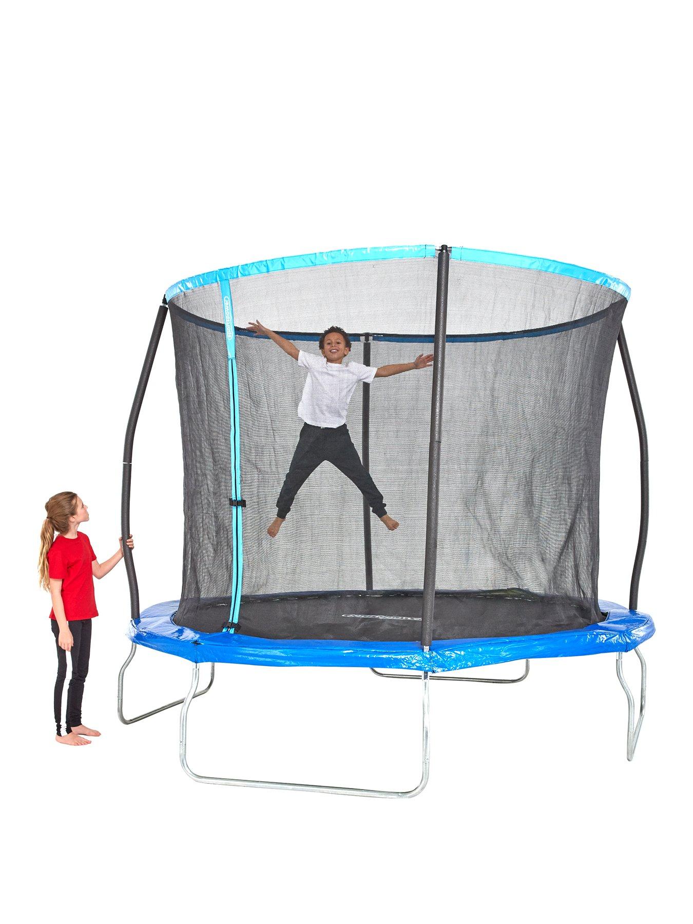 Sportspower 10ft Trampoline with Easi-Store Folding Safety Enclosure with Reversable Flip Pad