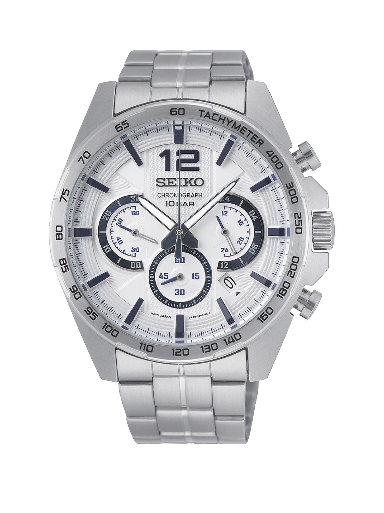 seiko silver and blue watch