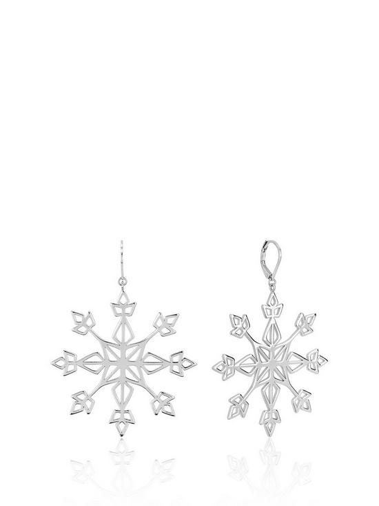 front image of disney-frozen-ii-white-gold-plated-statement-snowflake-earrings