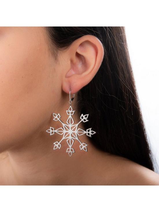 stillFront image of disney-frozen-ii-white-gold-plated-statement-snowflake-earrings