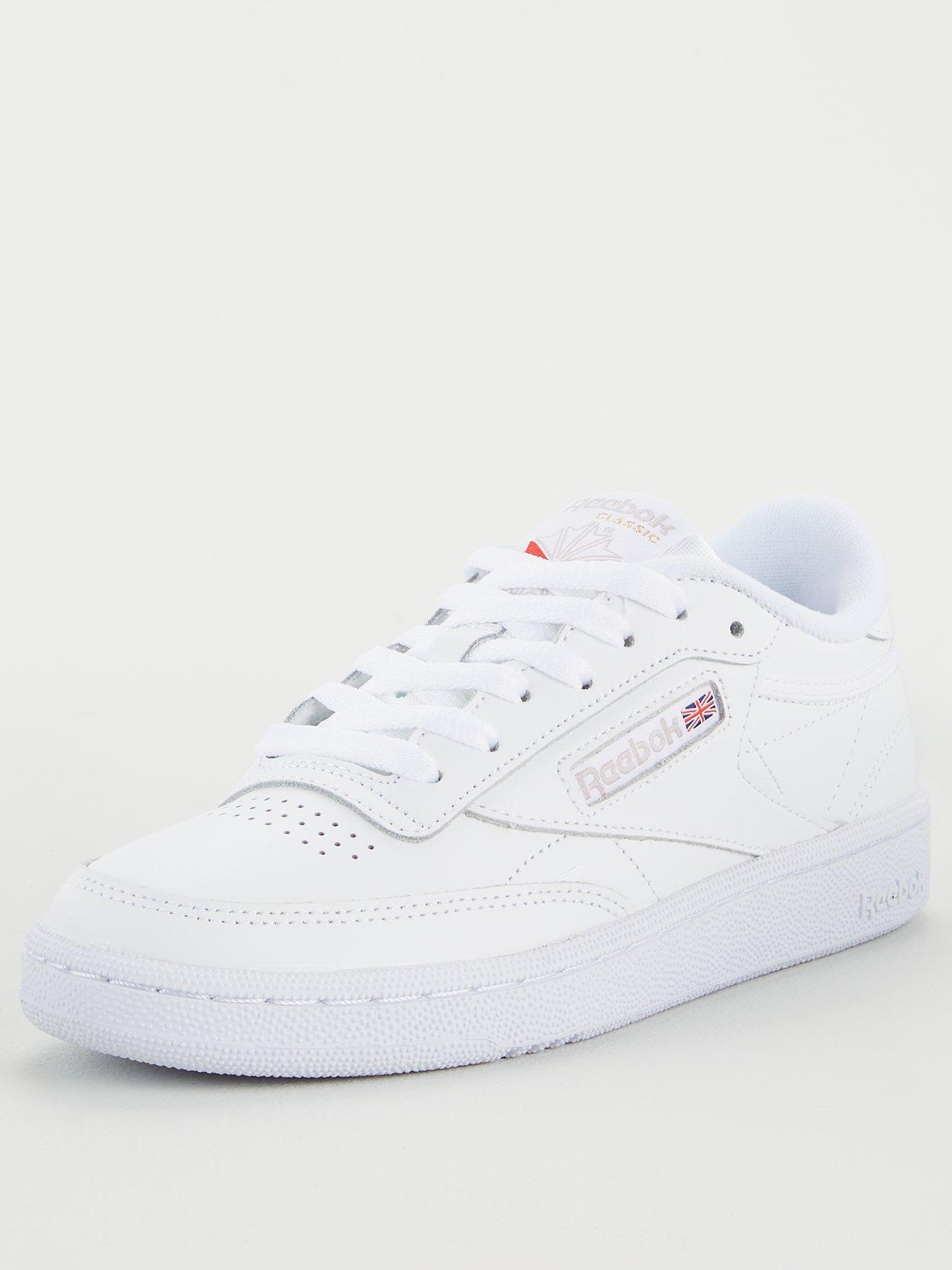 reebok club c 85 white on white leather trainers