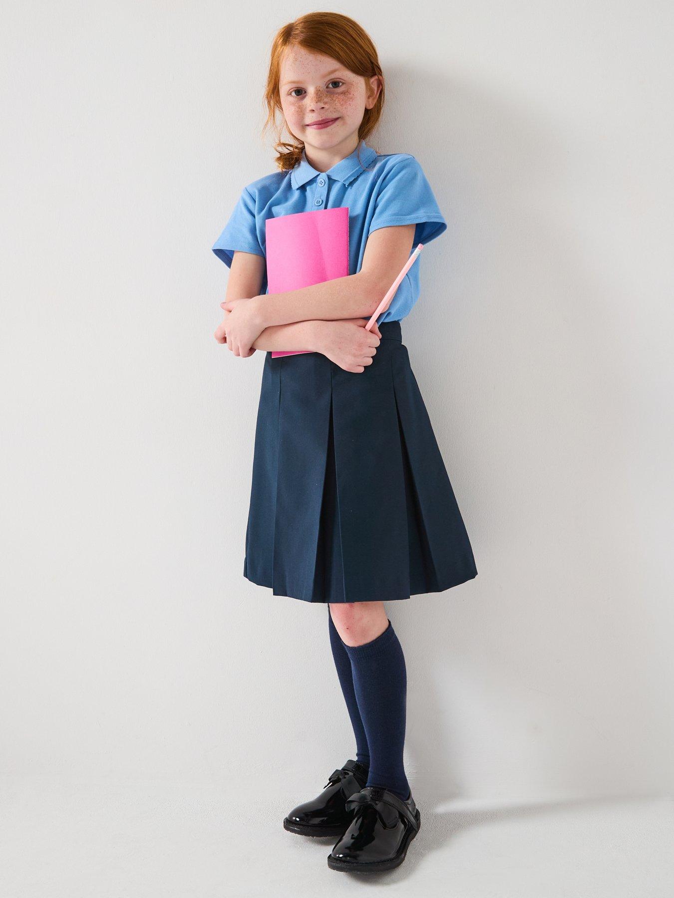  image of the-very-collection-girls-2-pack-classic-pleated-water-repellentnbspschool-skirts-navy