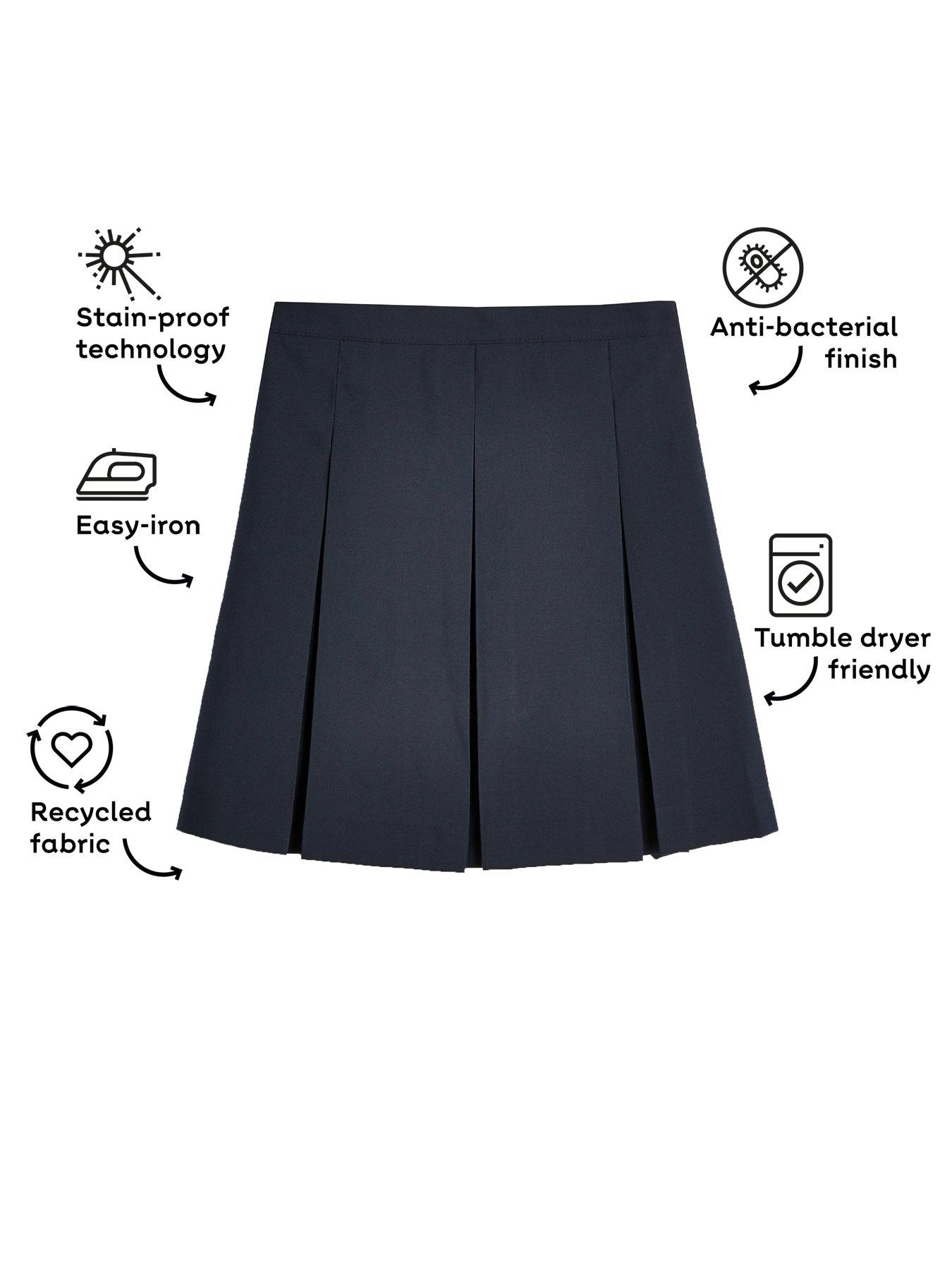  image of the-very-collection-girls-2-pack-classic-pleated-water-repellentnbspschool-skirts-navy