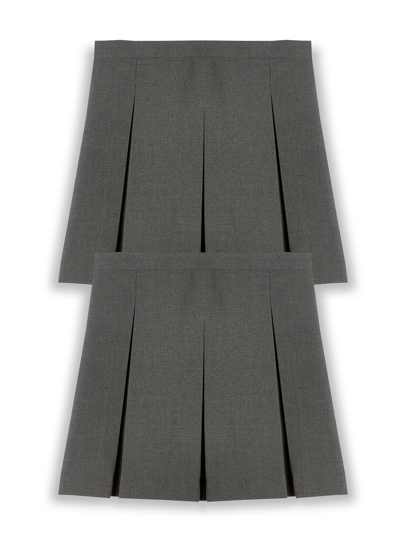 Image 2 of 7 of The Very Collection Girls 2 Pack Classic Pleated School Skirts Plus Size&nbsp;- Grey