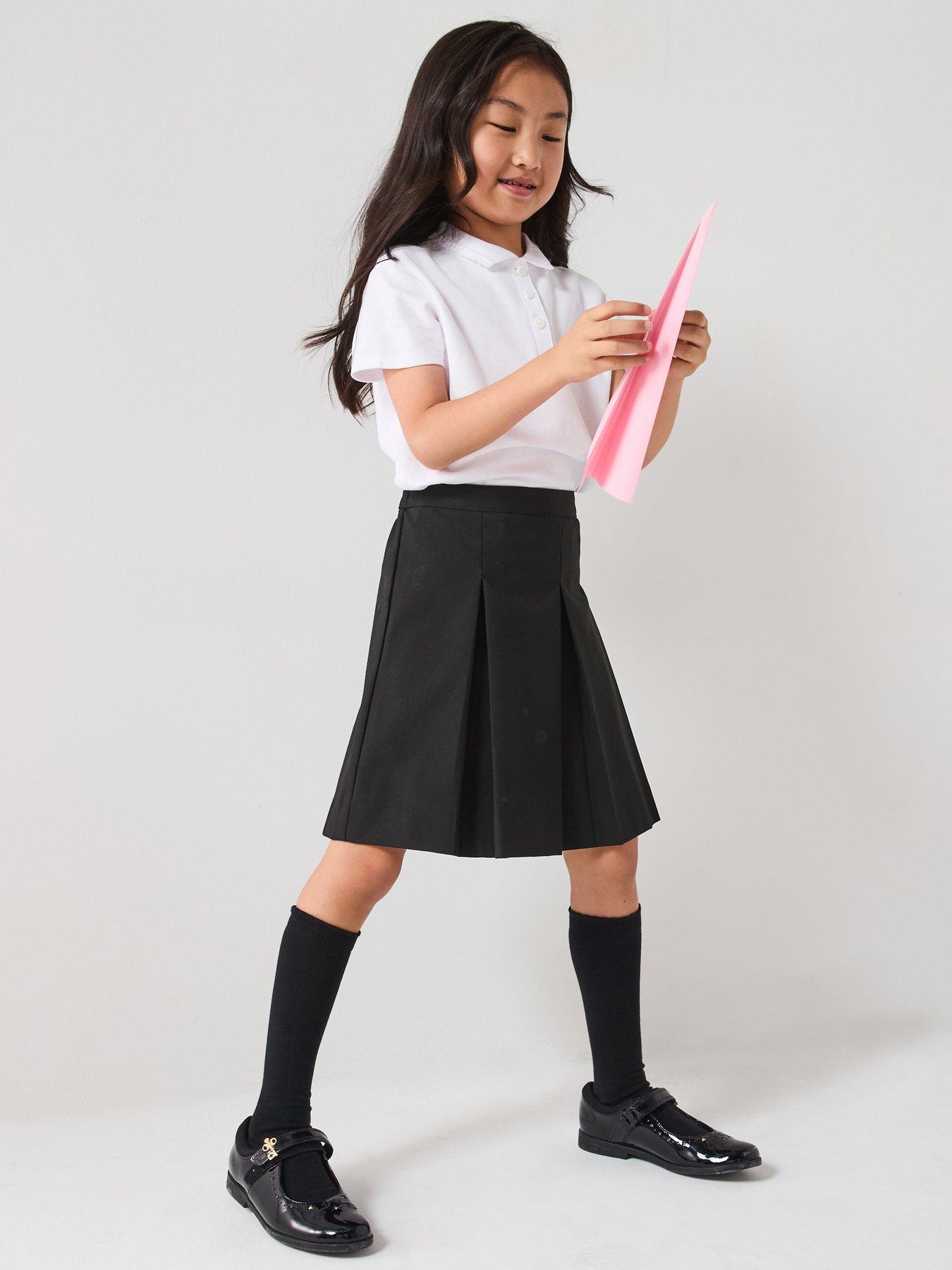 Image 1 of 7 of The Very Collection Girls 2 Pack Classic Pleated School Skirts -&nbsp;Plus Size (Black)