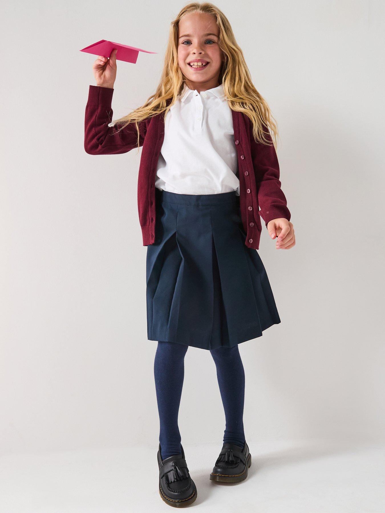 The Very Collection Girls 2 Pack Classic Pleated School Skirts Plus Size - Navy