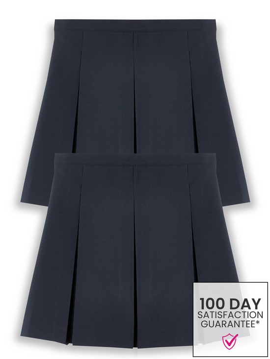 front image of v-by-very-girls-2-pack-classic-pleated-school-skirts-plus-sizenbsp--navy