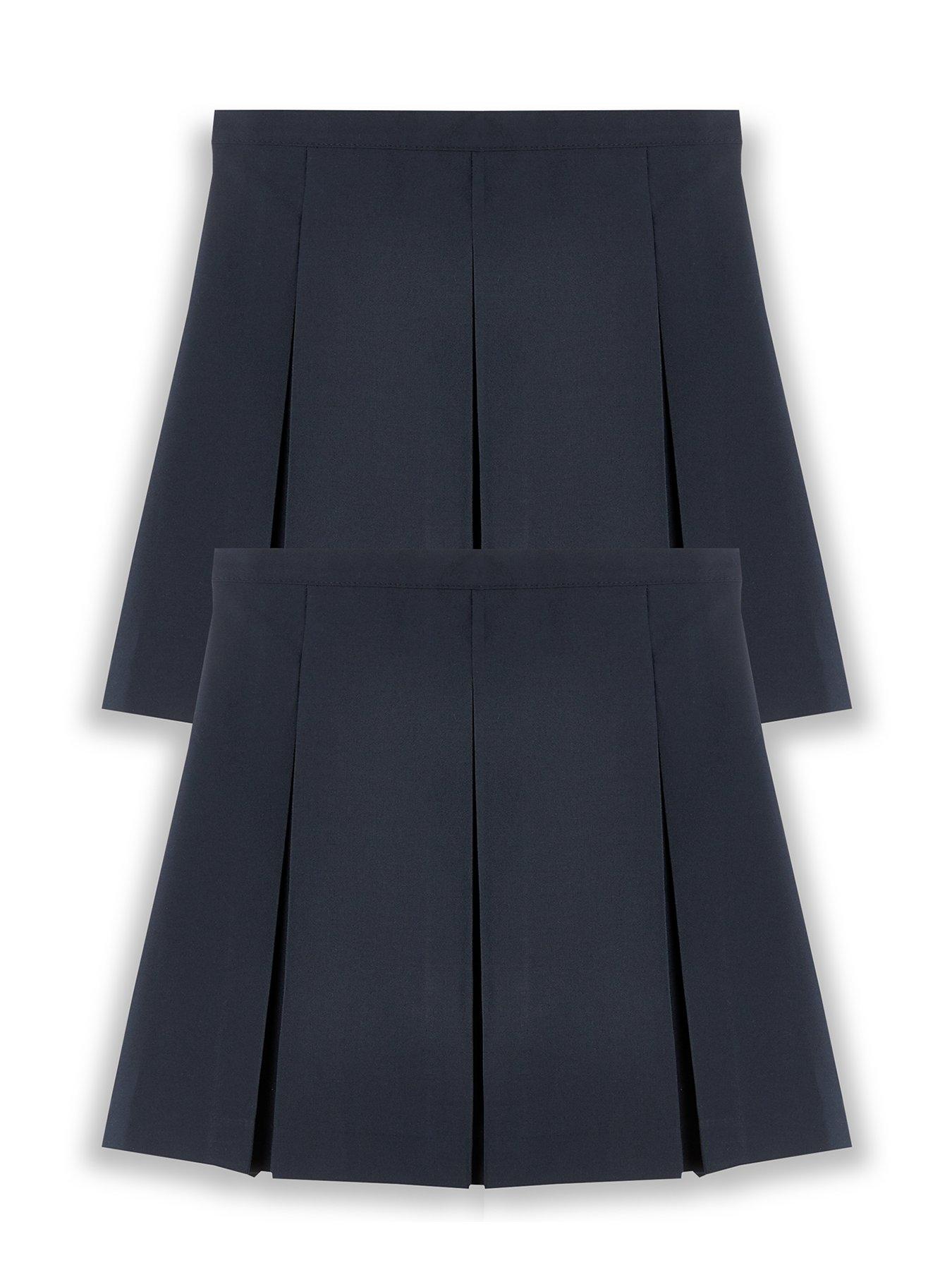  image of the-very-collection-girls-2-pack-classic-pleated-school-skirts-plus-sizenbsp--navy