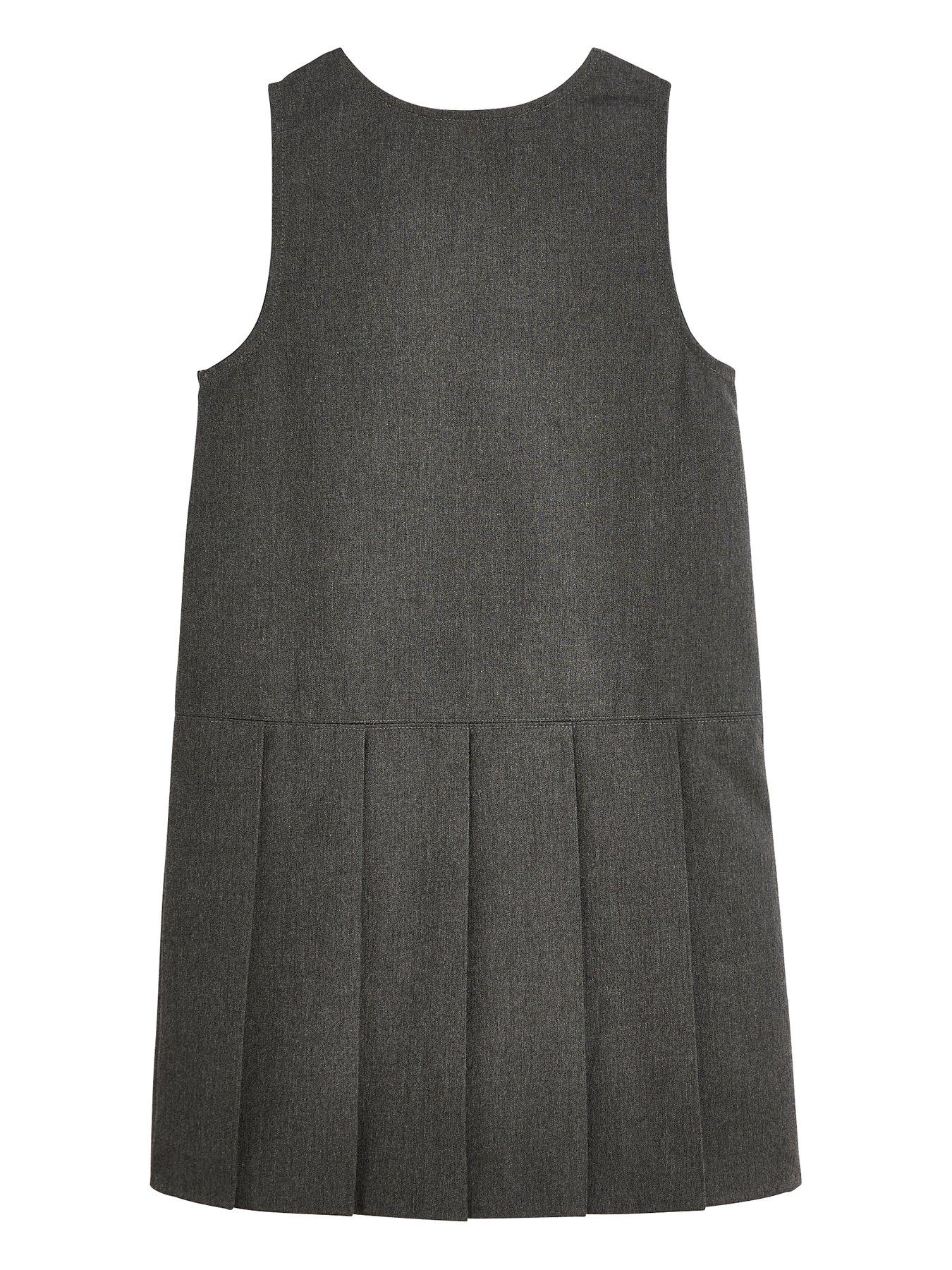 Image 3 of 6 of The Very Collection Girls 2 Pack Pleat Pinafore&nbsp;School Dresses&nbsp;- Grey