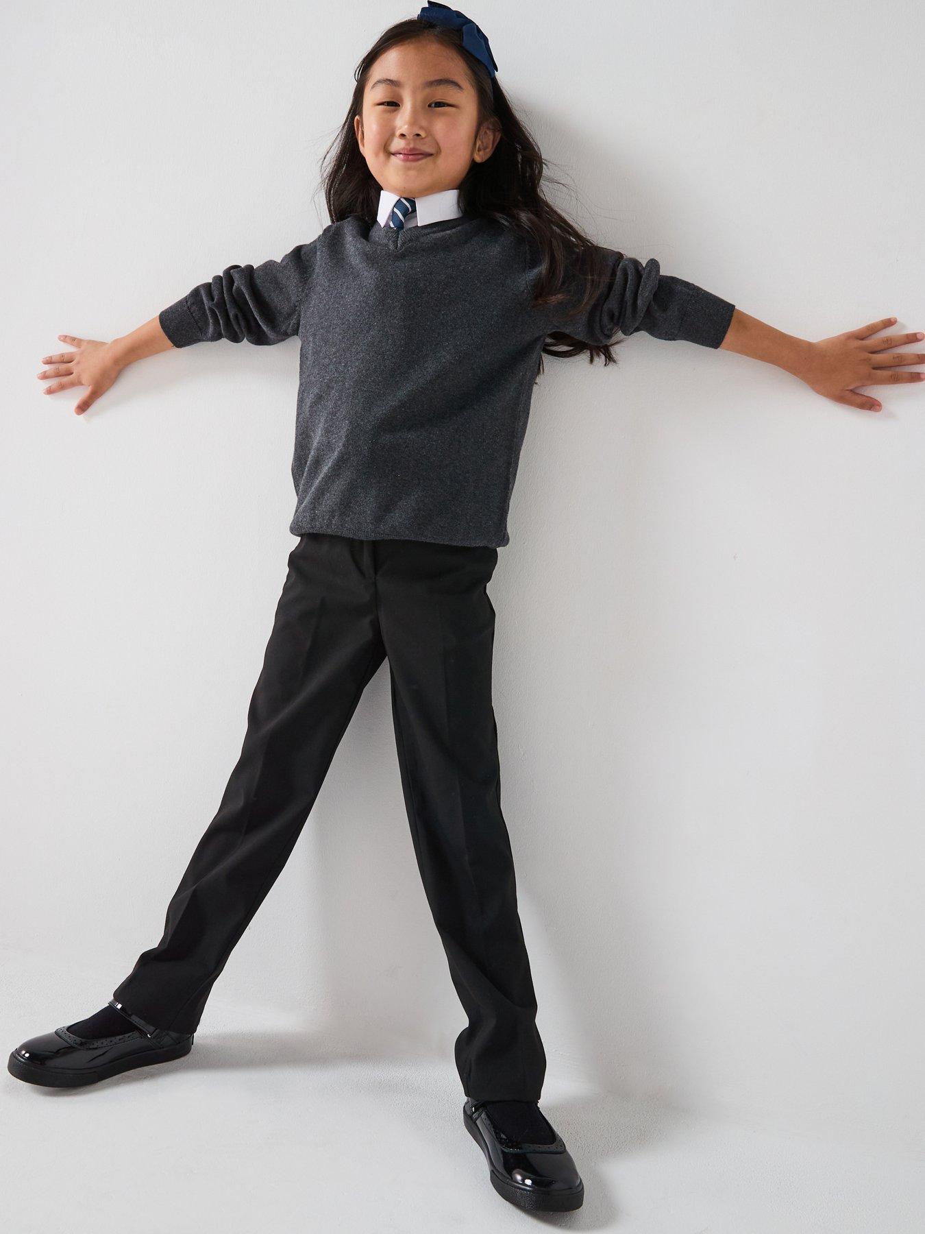 undefined Girls 2 Pack Woven School Trouser Plus Size - Black