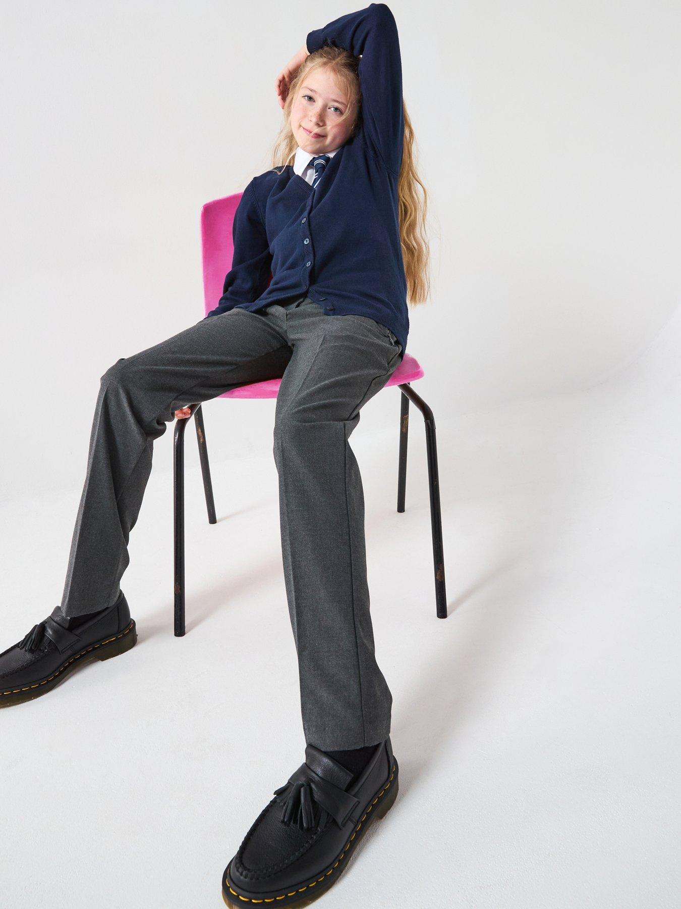 undefined Girls 2 Pack Skinny Fit School Trousers - Grey