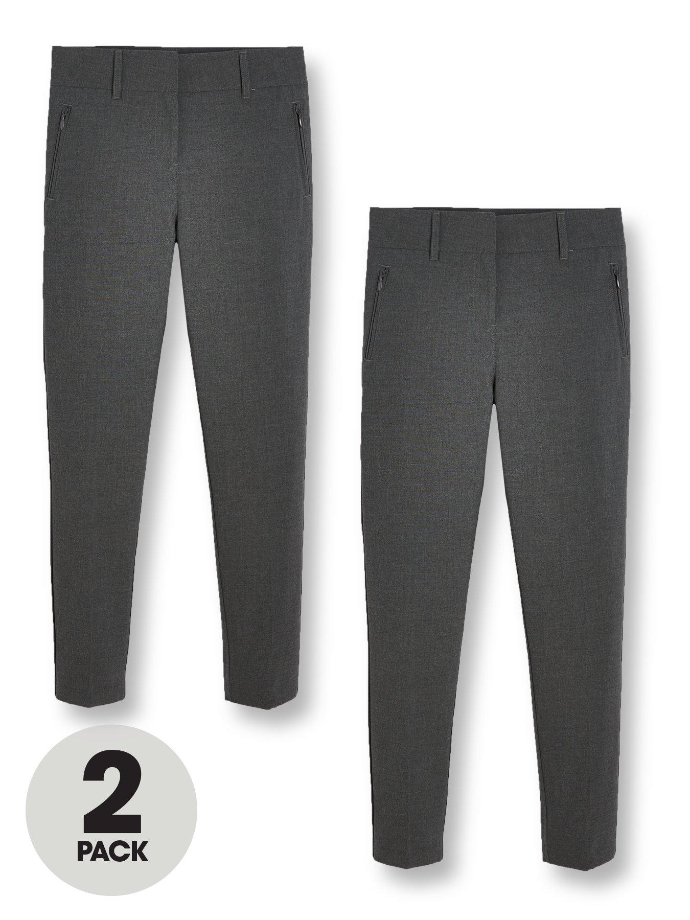 girls grey skinny school trousers