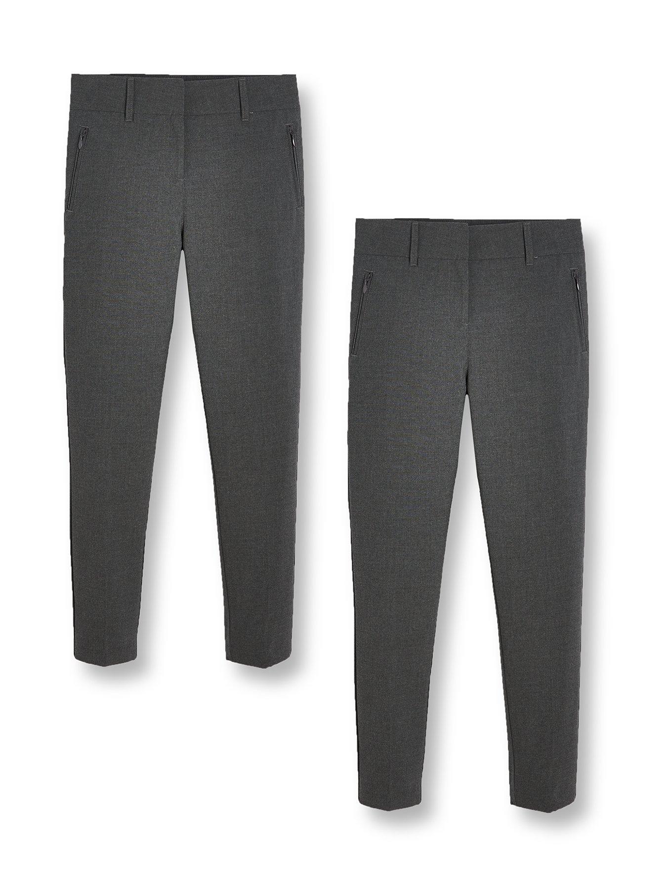 Image 2 of 6 of The Very Collection Girls 2 Pack Skinny Fit&nbsp;School Trousers - Grey