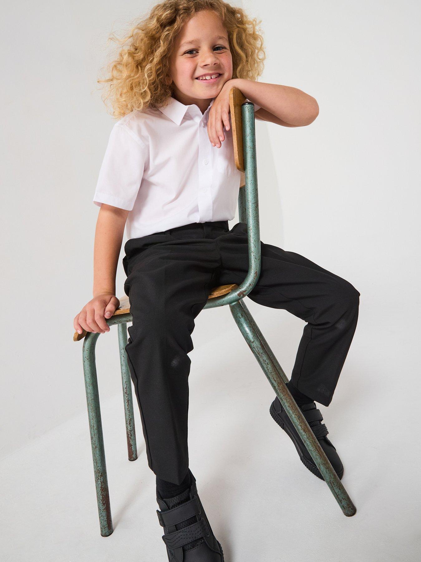 undefined Boys Two Pack Regular Leg School Trousers Plus Size - Black