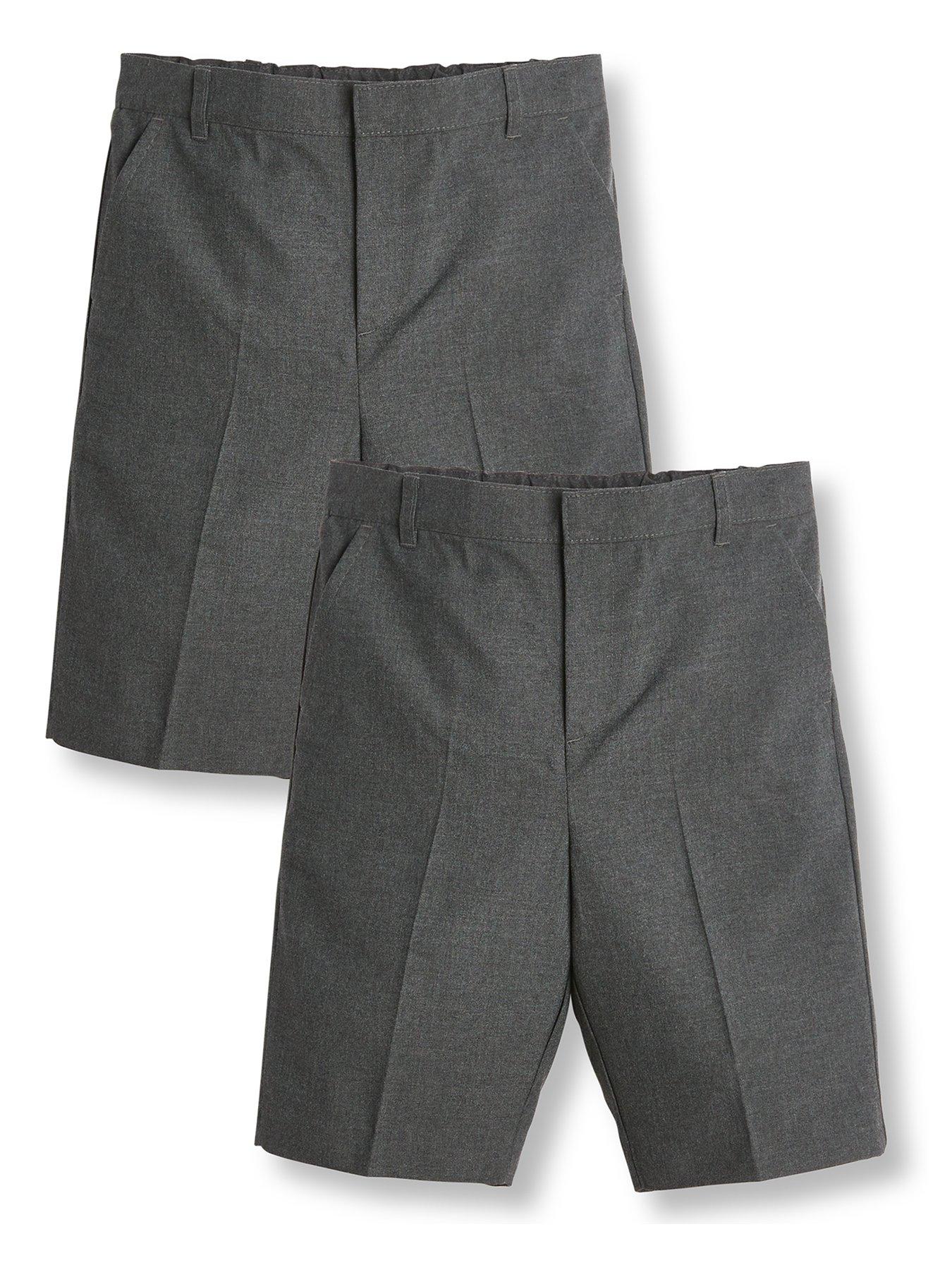 Image 2 of 6 of The Very Collection Boys 2 Pack Easy-Iron Machine Washable School Shorts - Grey