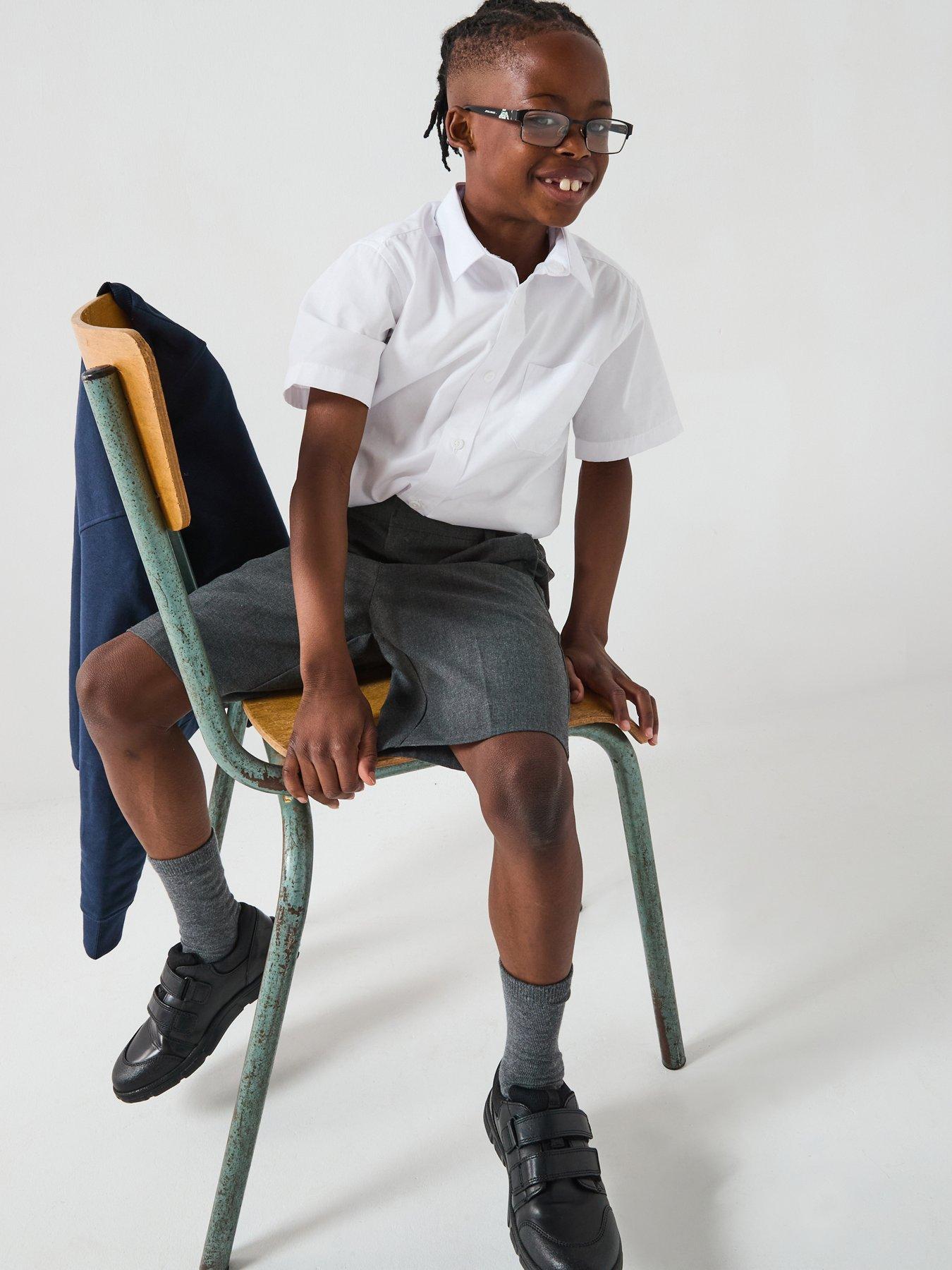 Image 6 of 6 of The Very Collection Boys 2 Pack Easy-Iron Machine Washable School Shorts - Grey