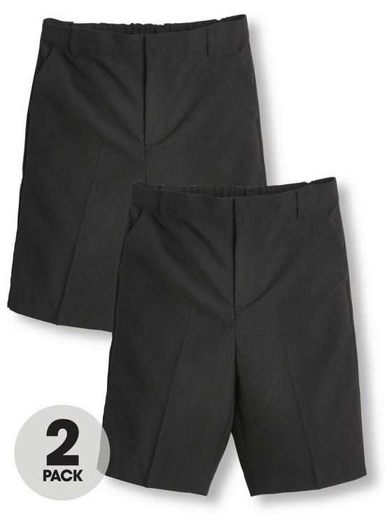 front image of v-by-very-boys-2-packnbspschool-shorts-black