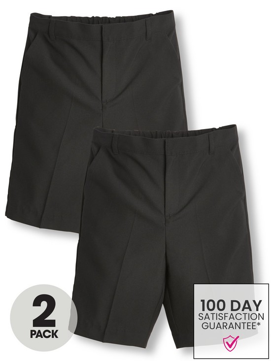 front image of everyday-boys-2-packnbspschool-shorts-black