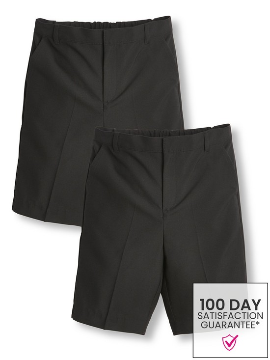 stillFront image of everyday-boys-2-packnbspschool-shorts-black
