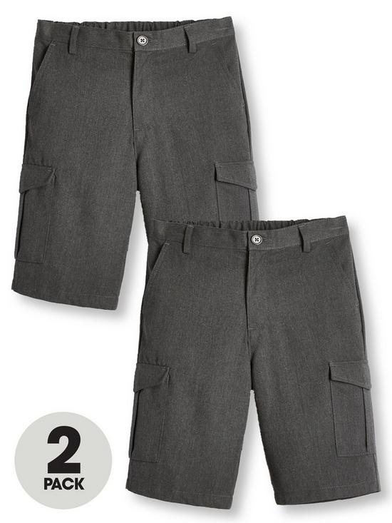 front image of v-by-very-boys-2-pack-combat-school-shorts-grey