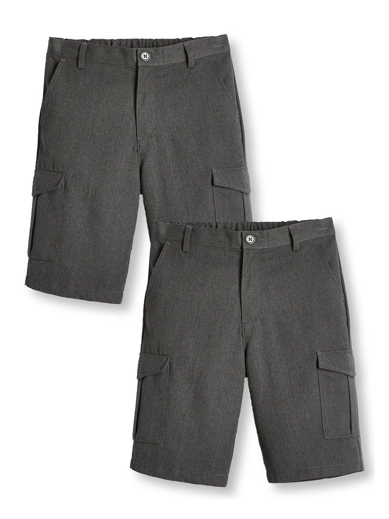 stillFront image of the-very-collection-boys-2-pack-combat-school-shorts-grey
