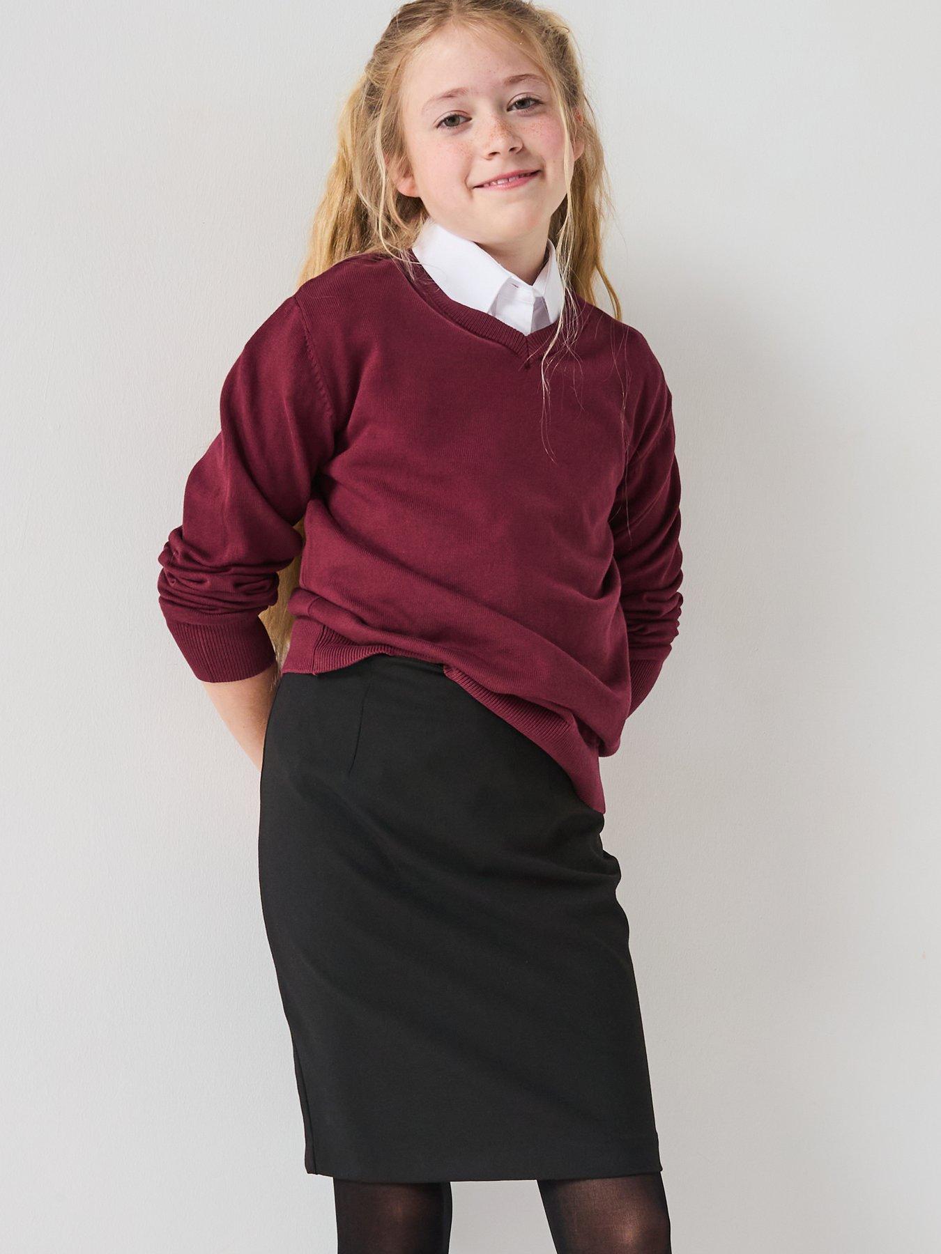 The Very Collection Girls 2 Pack Woven Pencil School Skirt - Black