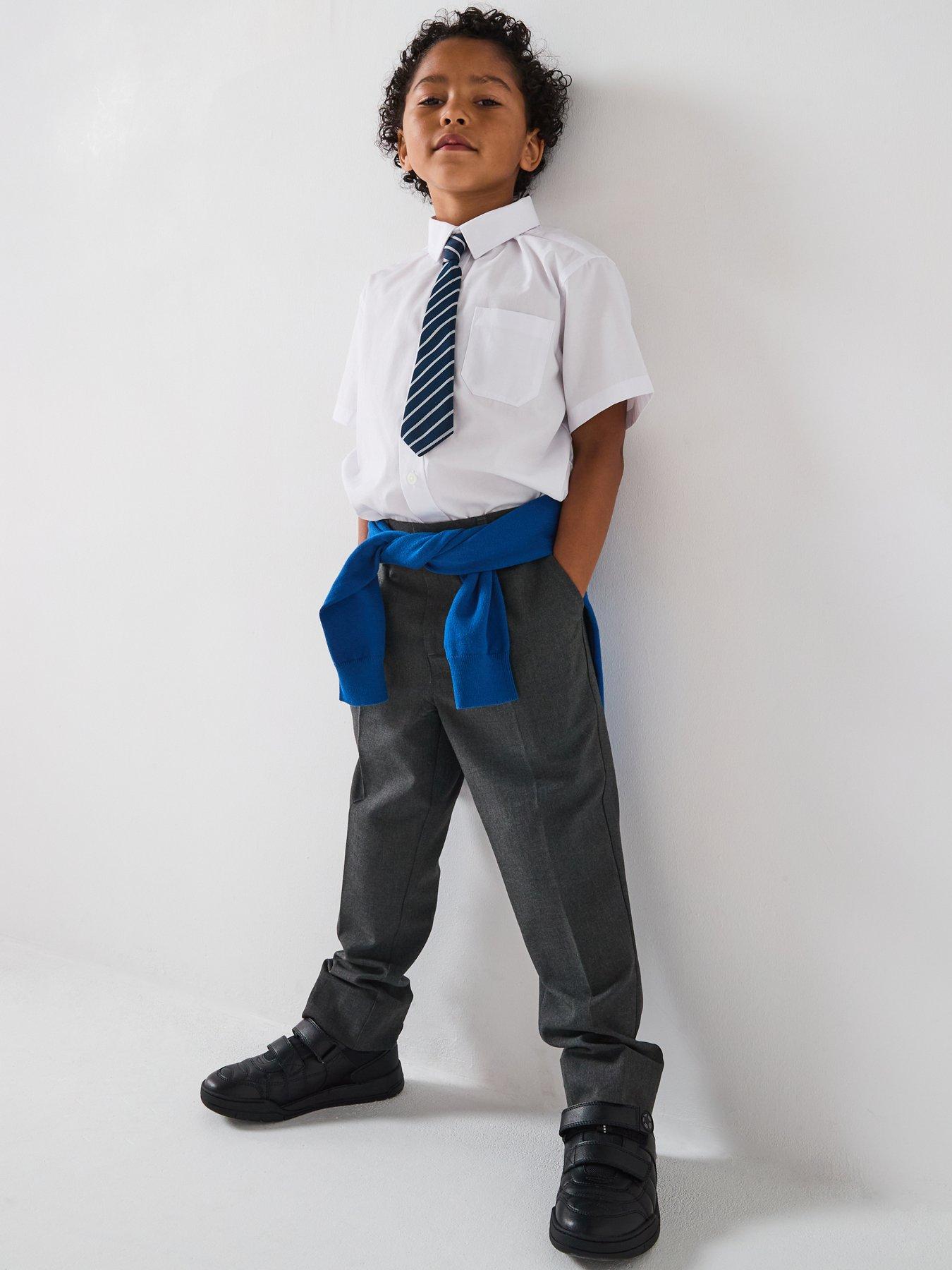 undefined Boys 2 Pack Regular Leg School Trousers - Grey