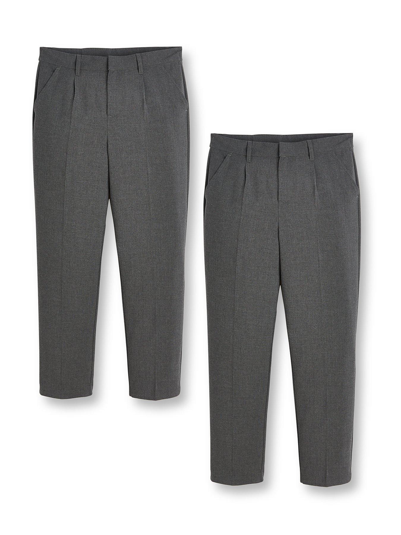 stillFront image of the-very-collection-boys-2-pack-regular-leg-school-trousers-grey