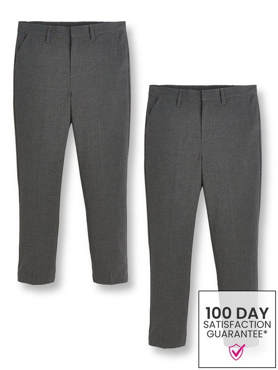 front image of everyday-boys-2-packnbspskinny-fit-school-trousers-grey