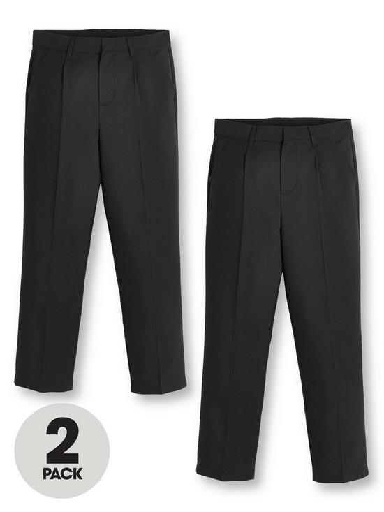 front image of v-by-very-boysnbspregular-legnbspschool-trousers-2-pack-black