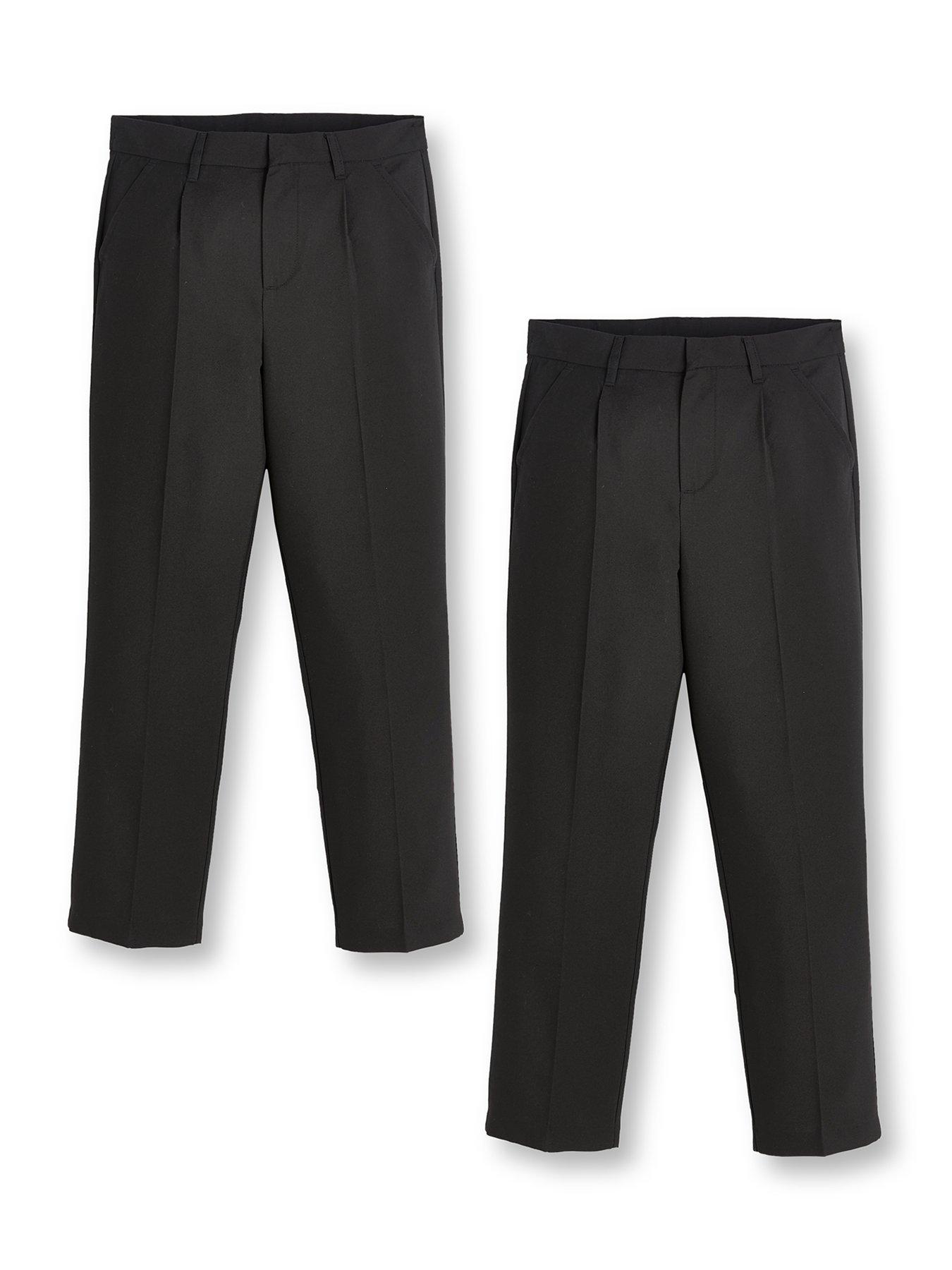 V by Very Boys 2 Pack Regular Leg School Trousers - Black | littlewoods.com