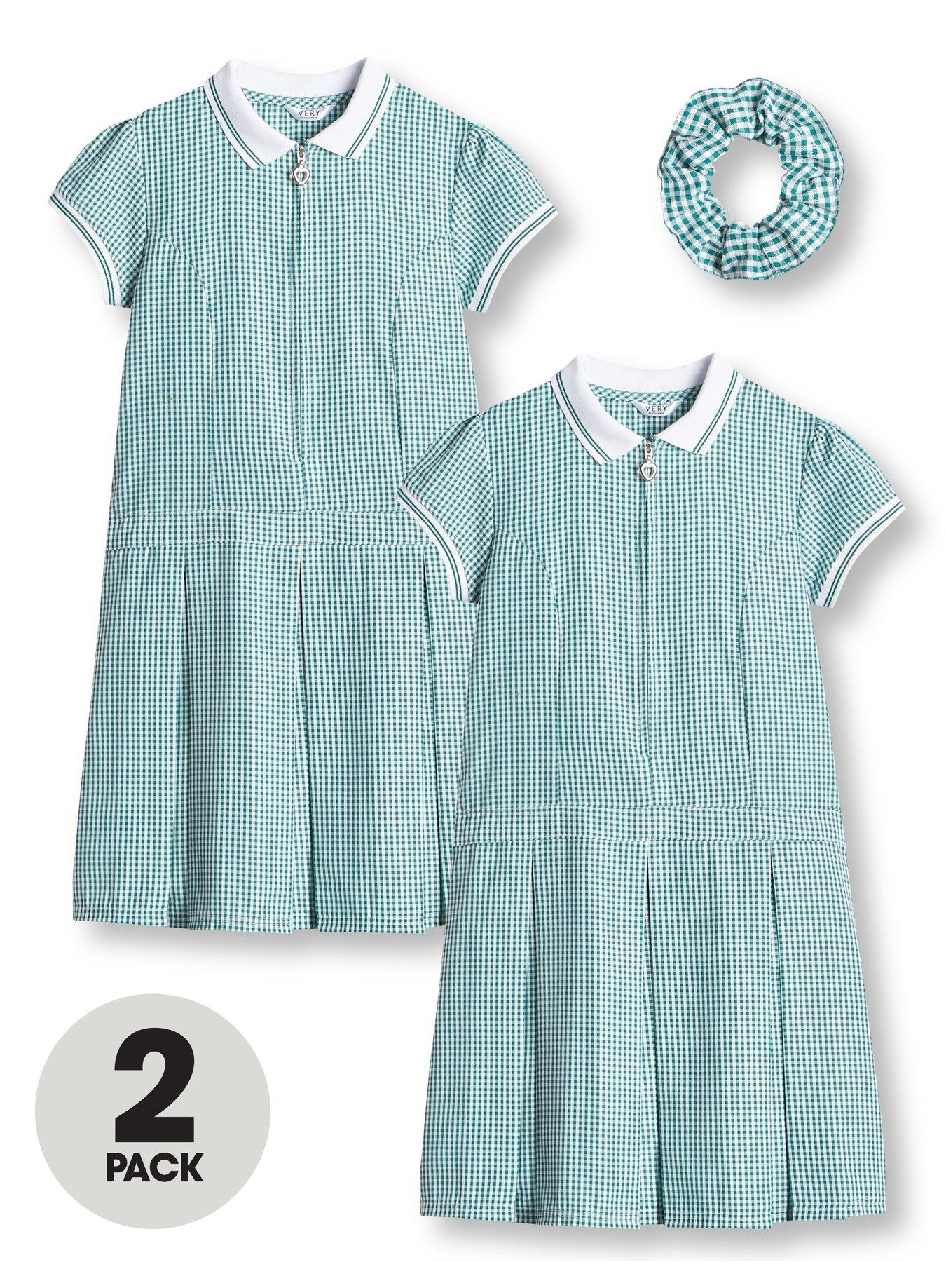 green checked school dress