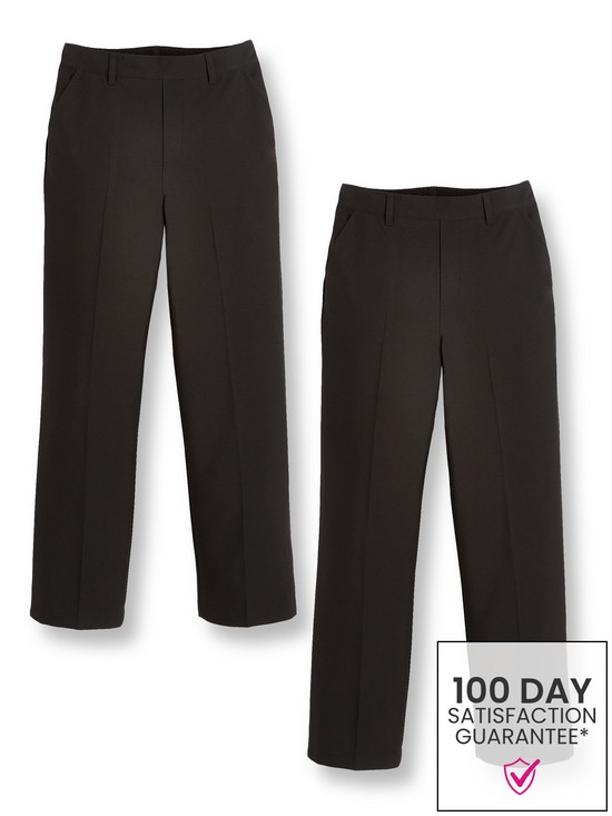 front image of everyday-boys-2-packnbsppull-on-school-trousers-black