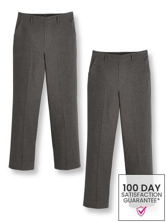 front image of everyday-boys-2-packnbsppull-on-school-trousers-grey