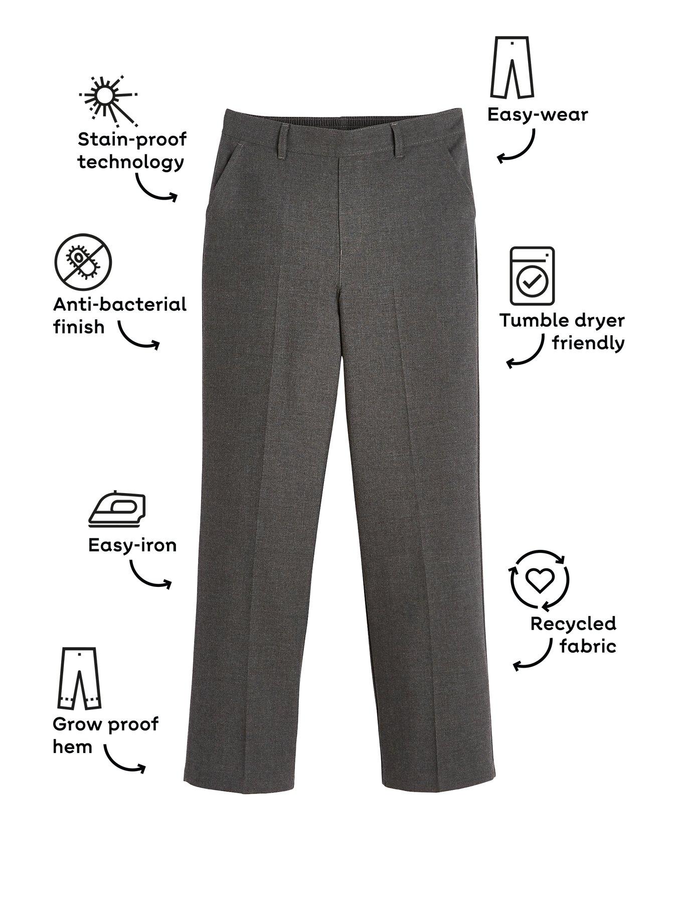 Image 4 of 6 of Everyday Boys 2 Pack&nbsp;Pull On School Trousers - Grey