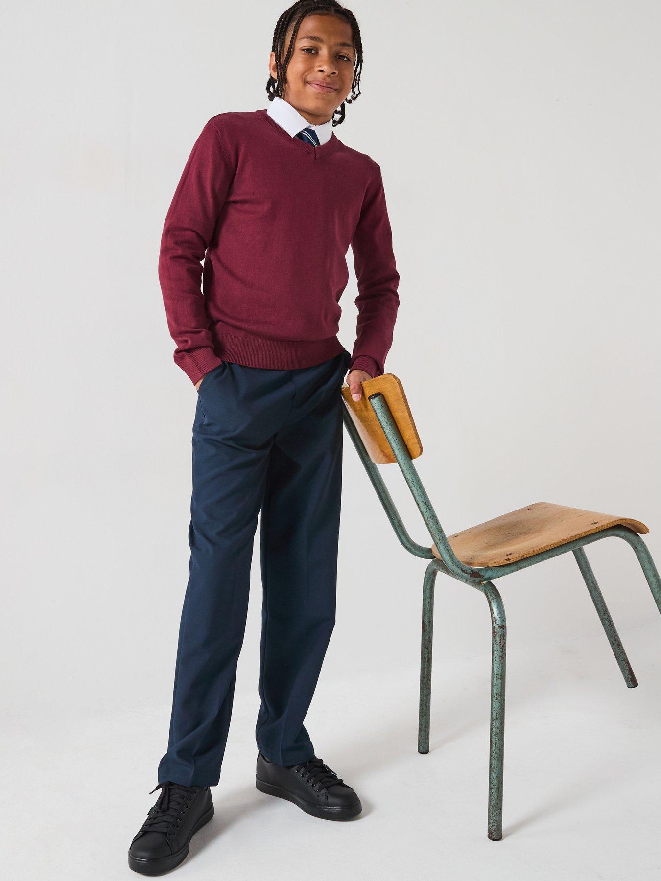 undefined Boys 2 Pack Pull On School Trousers - Navy