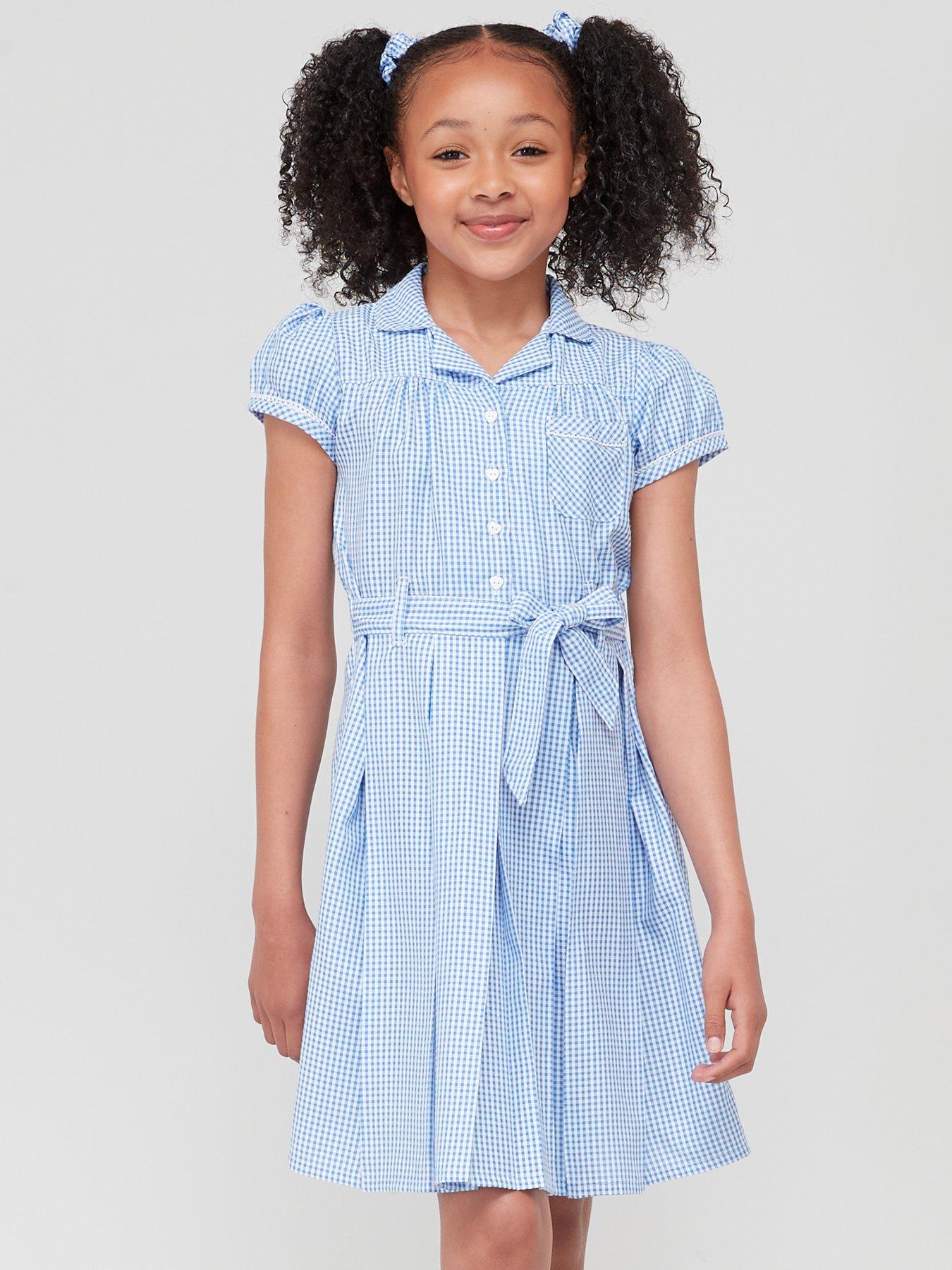 School Summer Dress Blue Gingham Girls Dress The Very Collection Girls Pack  Traditional Gingham School Summer Dress Blue Littlewoods