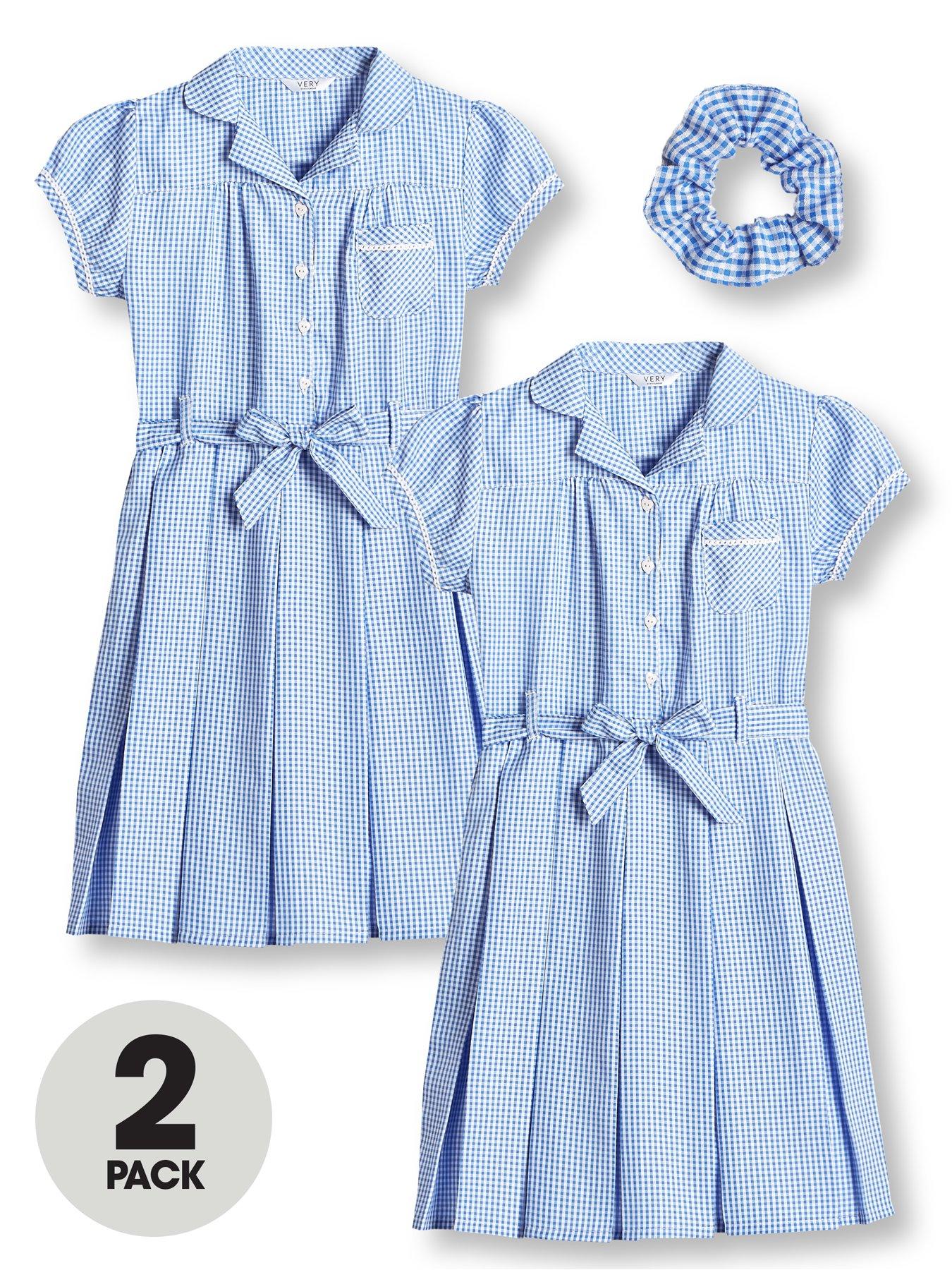 front image of everyday-girls-2-pack-traditional-gingham-school-summernbspdress-blue