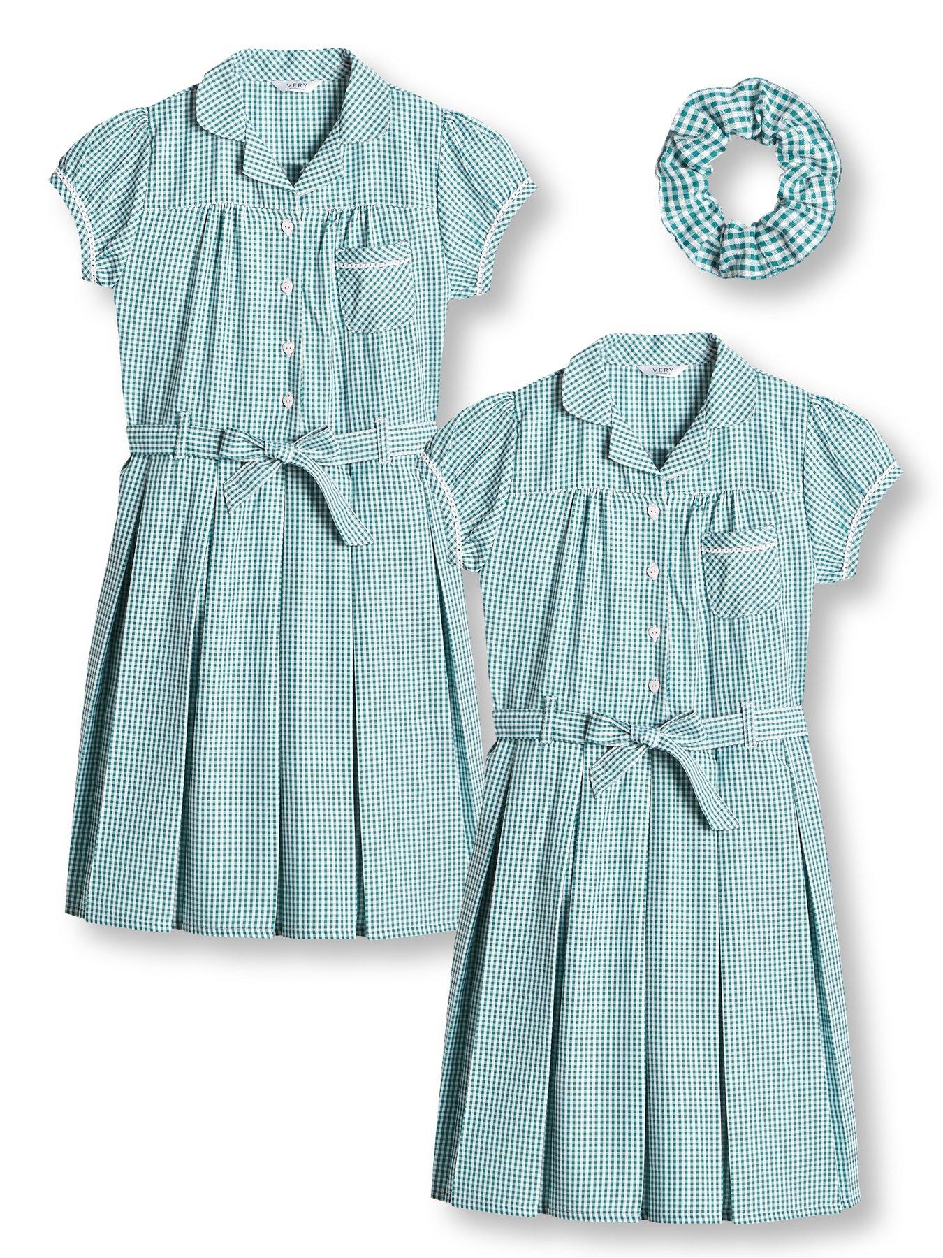 green gingham school dress